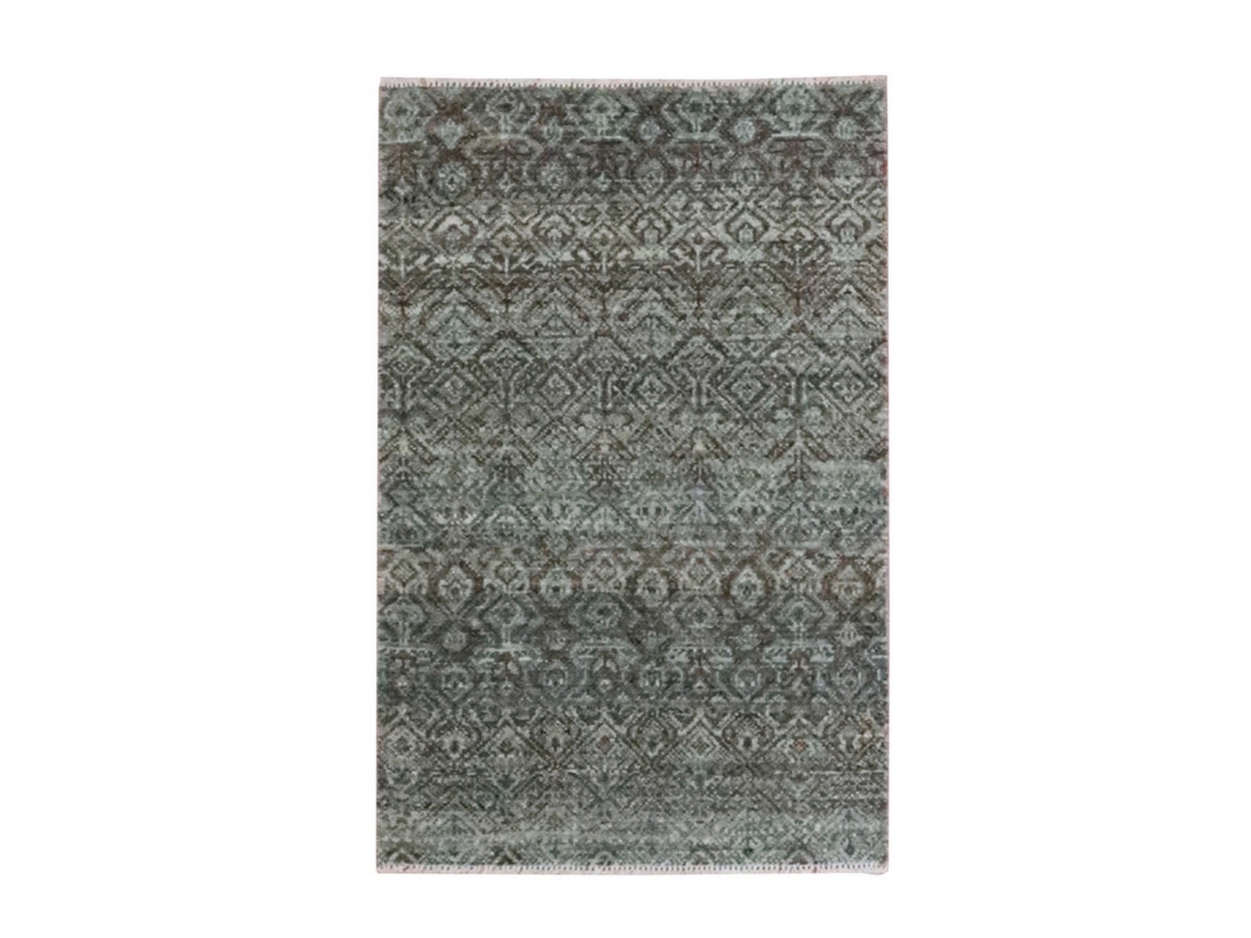 Grey 2'0" x 3'0" Modern and Contemporary Hand knotted Wool Rug - Sku: O076889