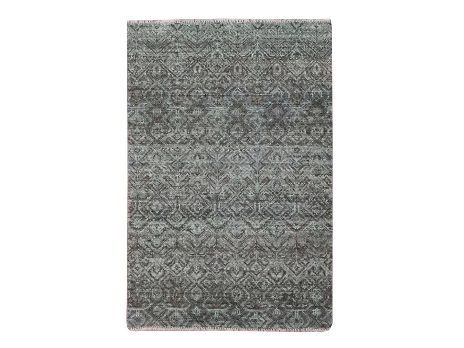 Grey 2'1" x 3'1" Modern and Contemporary Hand knotted Wool Rug - Sku: O076891