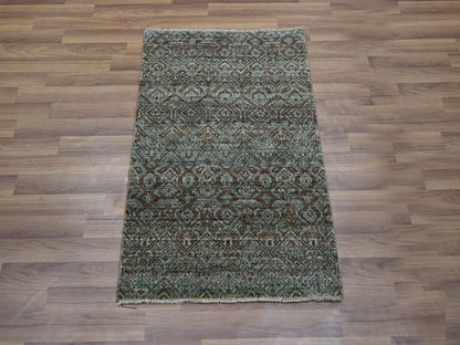 Modern / Contemporary hand-knotted wool rug in Gray, 2' x 3'1" — SKU O076892 (view 2)