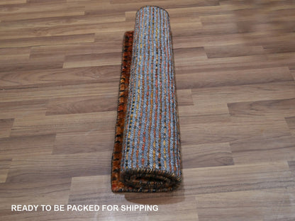 Brown 2'1" x 2'10" Modern and Contemporary Hand knotted Wool Rug - Sku: O076895