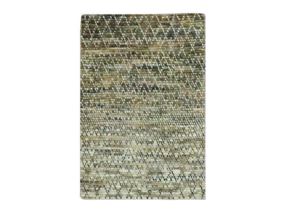 Brown 2'0" x 3'1" Modern and Contemporary Hand knotted Wool Rug - Sku: O076897
