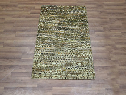 Brown 2'0" x 3'1" Modern and Contemporary Hand knotted Wool Rug - Sku: O076897