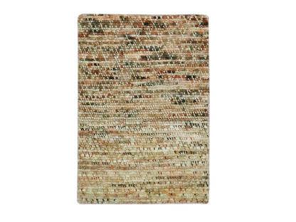 Brown 2'1" x 3'1" Modern and Contemporary Hand knotted Wool Rug - Sku: O076900