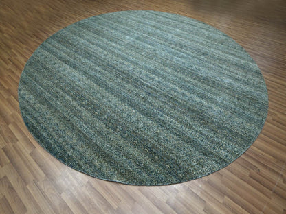 Blue 12'0" x 12'0" Modern and Contemporary Hand knotted Wool Rug - Sku: O076905