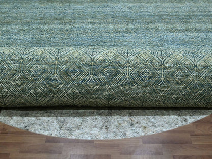 Blue 12'0" x 12'0" Modern and Contemporary Hand knotted Wool Rug - Sku: O076905