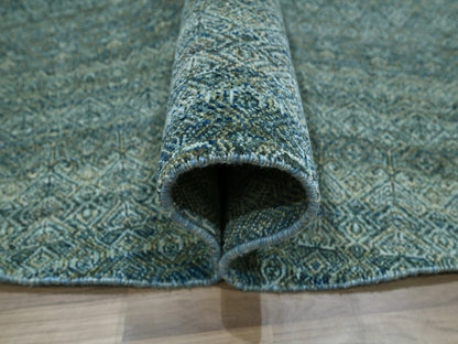 Blue 12'0" x 12'0" Modern and Contemporary Hand knotted Wool Rug - Sku: O076905