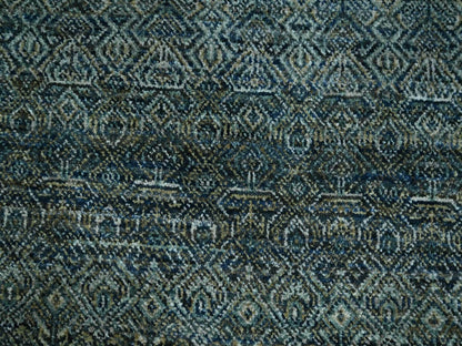 Blue 12'0" x 12'0" Modern and Contemporary Hand knotted Wool Rug - Sku: O076905