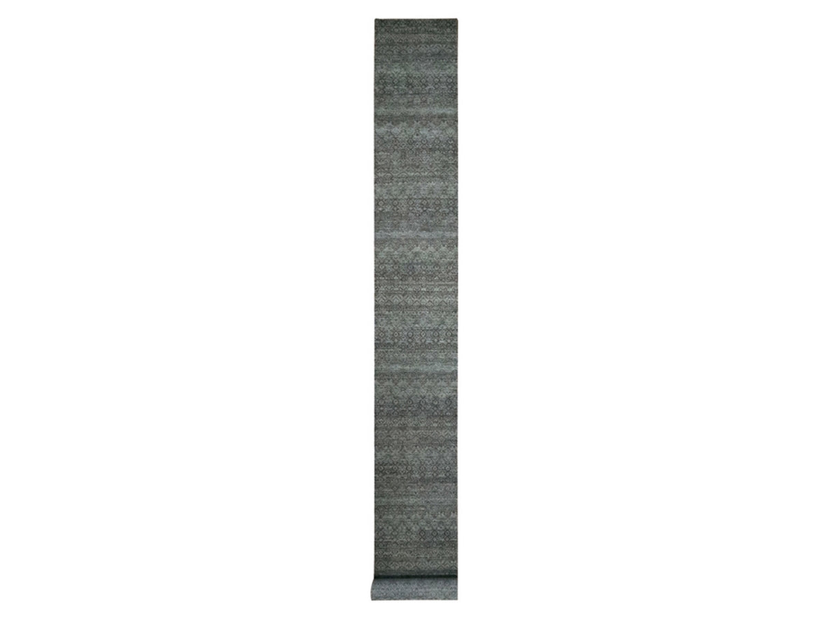 Modern / Contemporary hand-knotted wool runner in Gray, 2'6" x 22'1" — SKU O076907