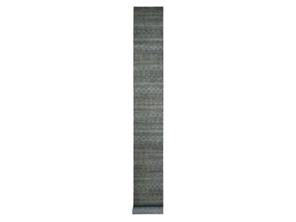 Modern / Contemporary hand-knotted wool runner in Gray, 2'6" x 22'1" — SKU O076907