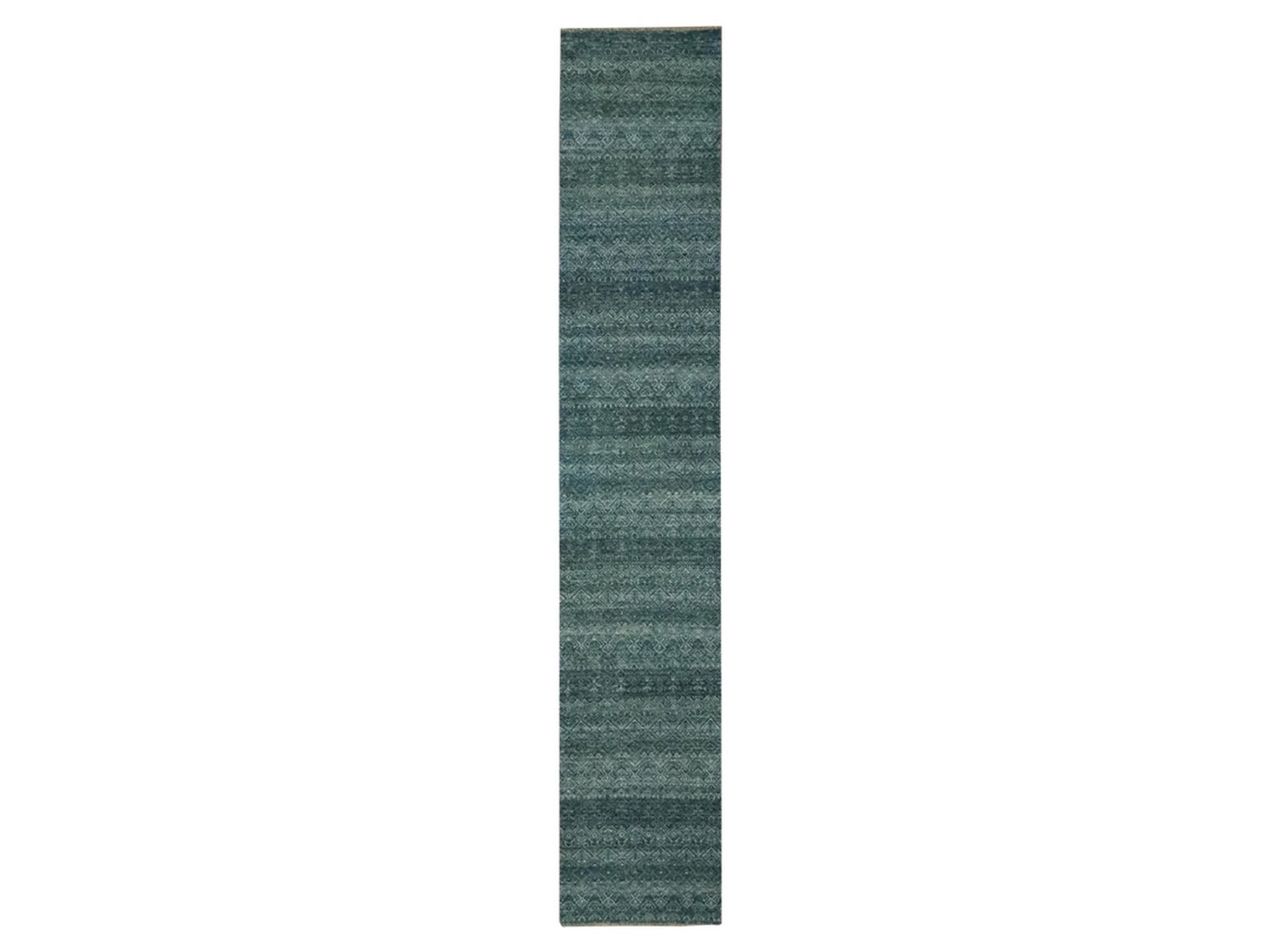 Blue 2'6" x 13'11" Modern and Contemporary Hand knotted Wool Rug - Sku: O076910
