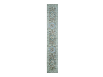 Green 2'6" x 16'0" Mamluk Hand knotted Wool Rug - Sku: O076911