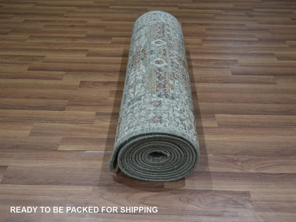 Green 2'6" x 16'0" Mamluk Hand knotted Wool Rug - Sku: O076911