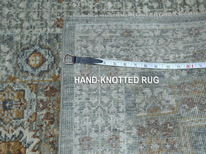 Green 2'8" x 14'0" Mamluk Hand knotted Wool Rug - Sku: O076912