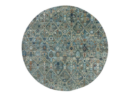 Green 8'0" x 8'0" Oushak And Peshawar Hand knotted Wool Rug - Sku: O076913