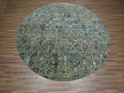 Green 8'0" x 8'0" Oushak And Peshawar Hand knotted Wool Rug - Sku: O076913