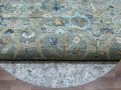 Green 8'0" x 8'0" Oushak And Peshawar Hand knotted Wool Rug - Sku: O076913