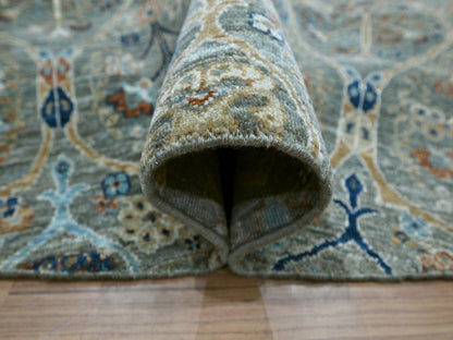 Green 8'0" x 8'0" Oushak And Peshawar Hand knotted Wool Rug - Sku: O076913