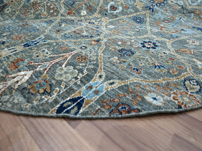 Green 8'0" x 8'0" Oushak And Peshawar Hand knotted Wool Rug - Sku: O076913