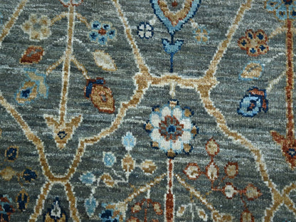 Green 8'0" x 8'0" Oushak And Peshawar Hand knotted Wool Rug - Sku: O076913