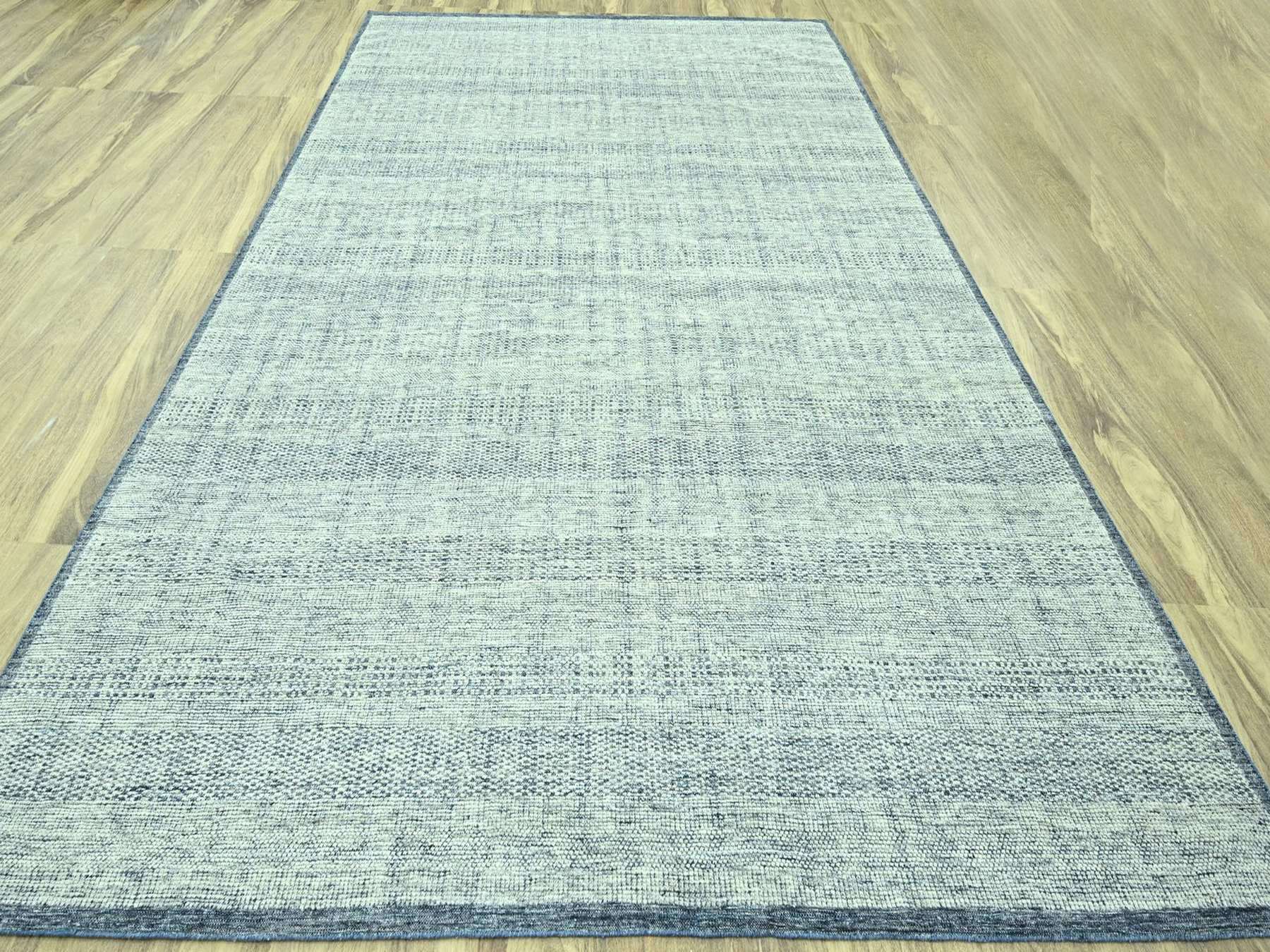 Blue 10'1" x 13'10" Modern and Contemporary Hand knotted Wool Rug - Sku: O076922