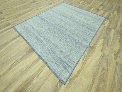 Blue 8'2" x 9'11" Modern and Contemporary Hand knotted Wool Rug - Sku: O076926
