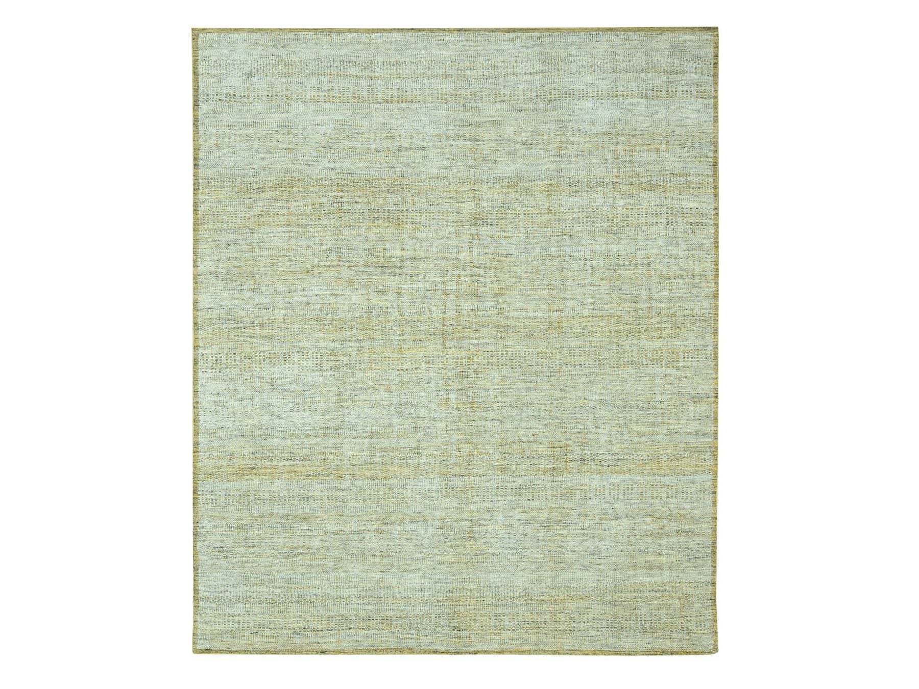 Modern / Contemporary hand-knotted wool rug in Yellow, 11'10" x 14'11" — SKU O076928