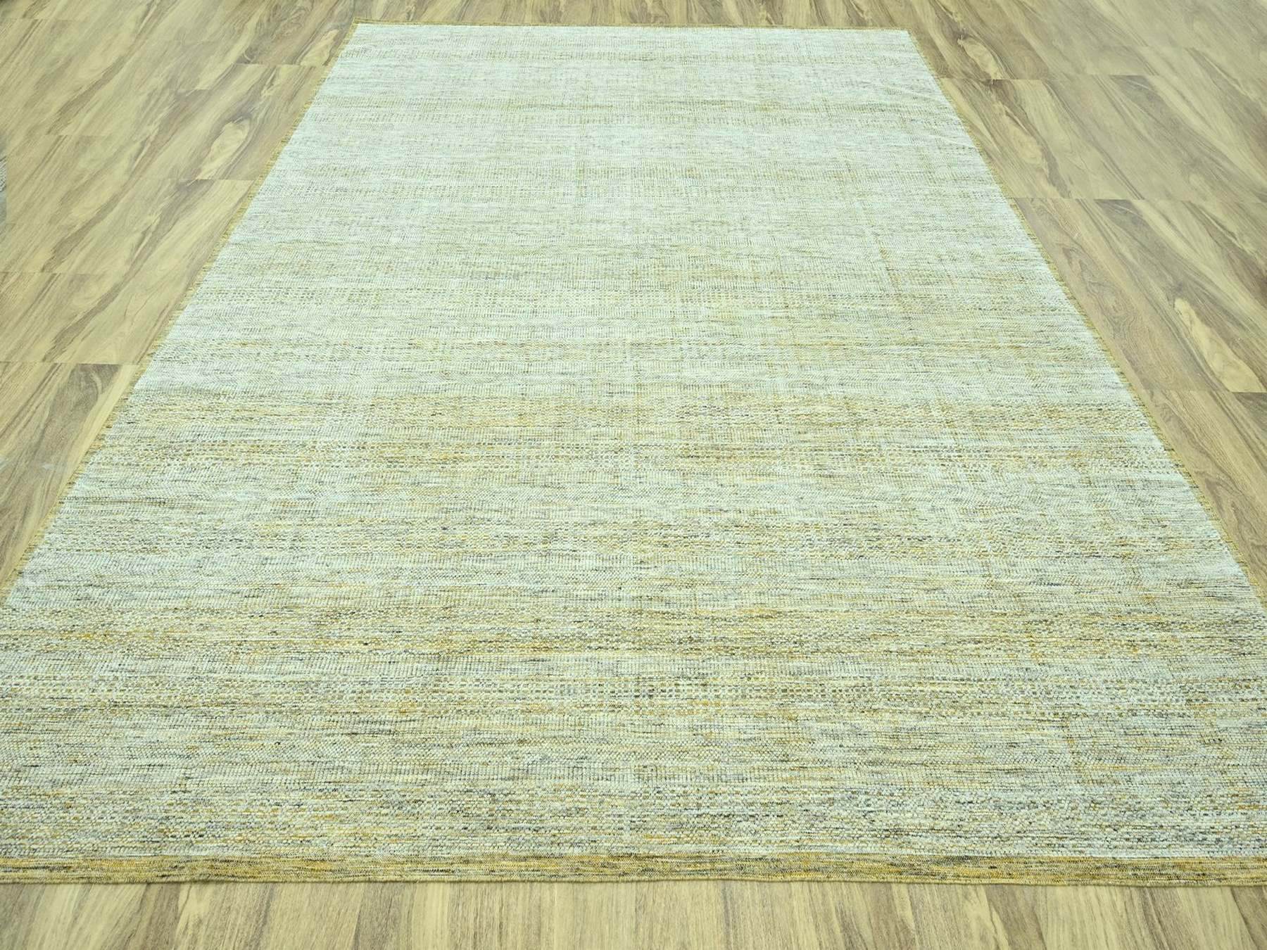 Modern / Contemporary hand-knotted wool rug in Yellow, 11'10" x 14'11" — SKU O076928 (view 2)