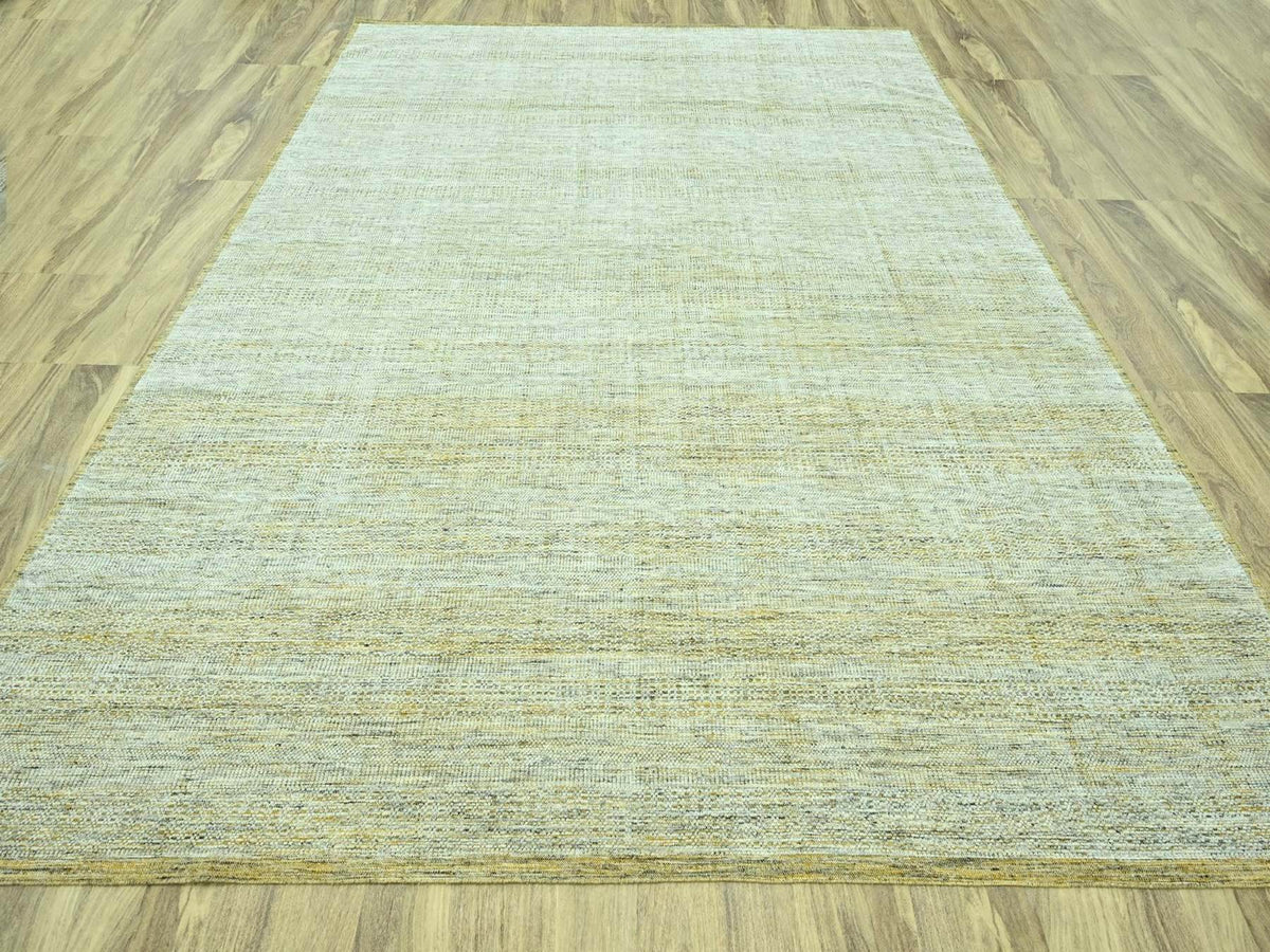 Modern / Contemporary hand-knotted wool rug in Yellow, 11'10" x 14'11" — SKU O076928 (view 2)
