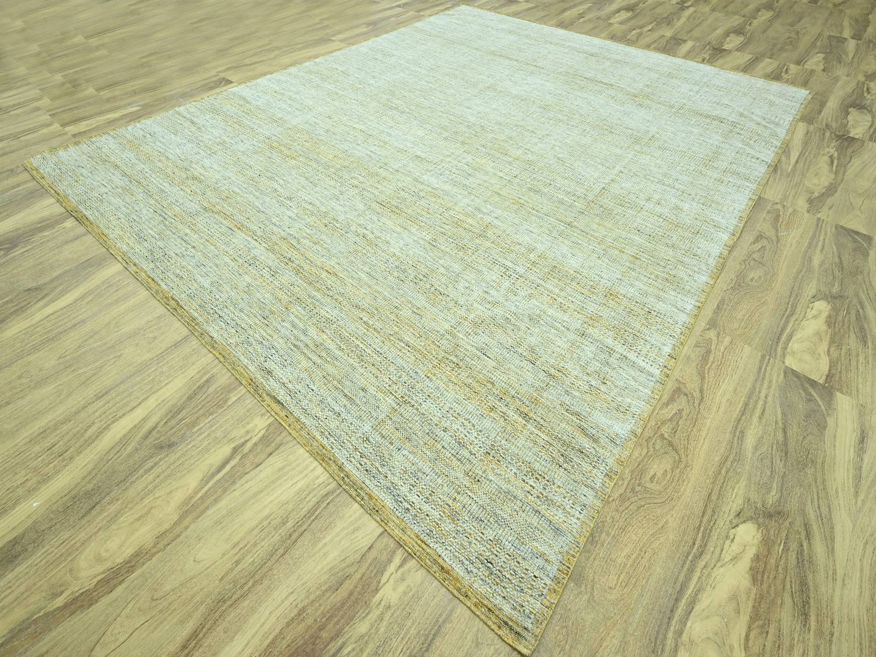 Modern / Contemporary hand-knotted wool rug in Yellow, 11'10" x 14'11" — SKU O076928 (view 3)