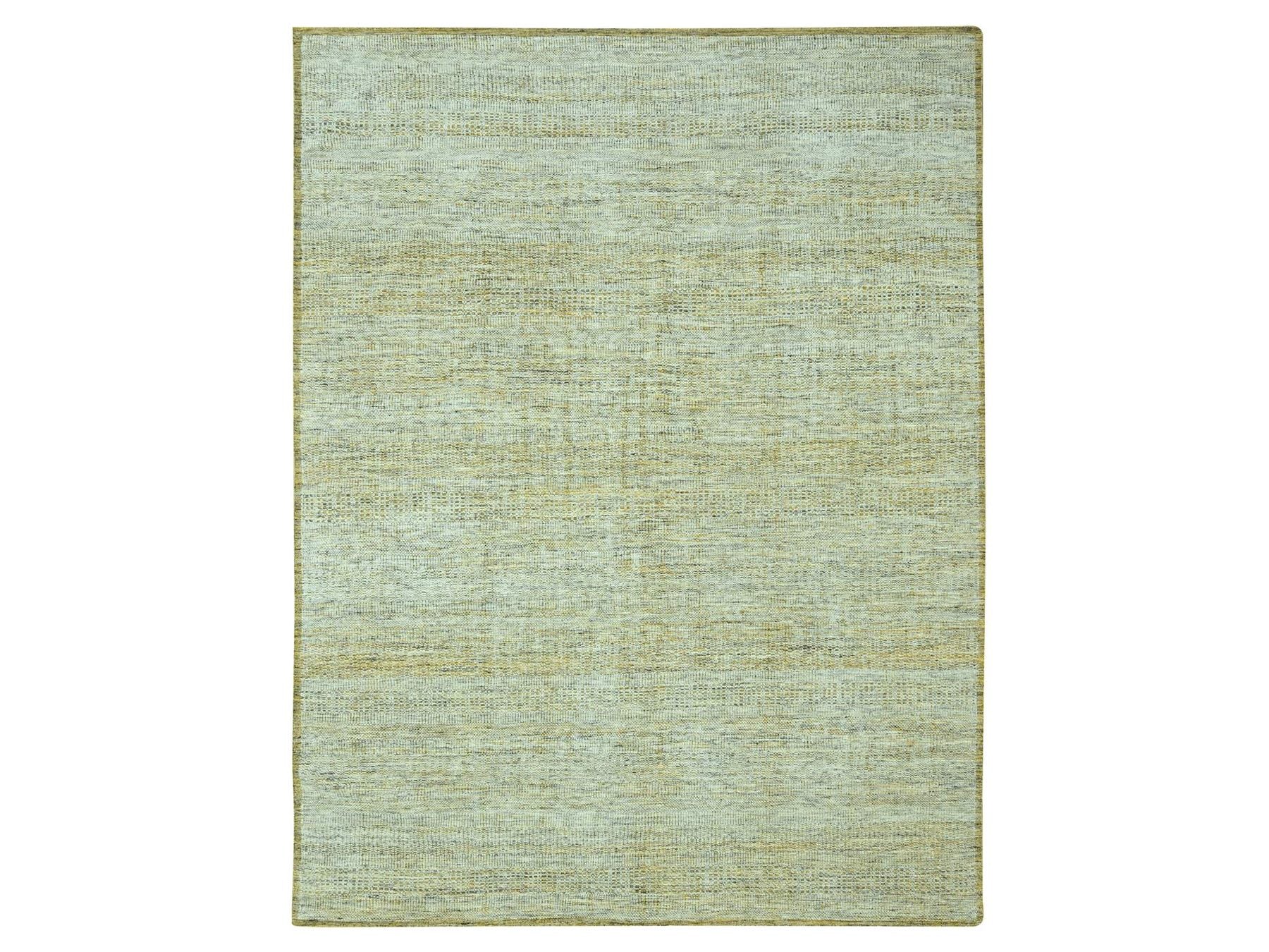 Modern / Contemporary hand-knotted wool rug in Yellow, 9'11" x 13'11" — SKU O076930