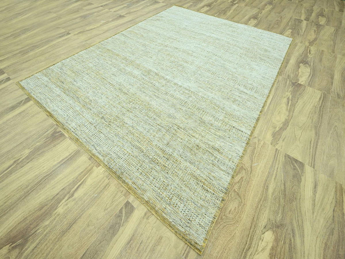Modern / Contemporary hand-knotted wool rug in Yellow, 9'3" x 12'1" — SKU O076933 (view 3)
