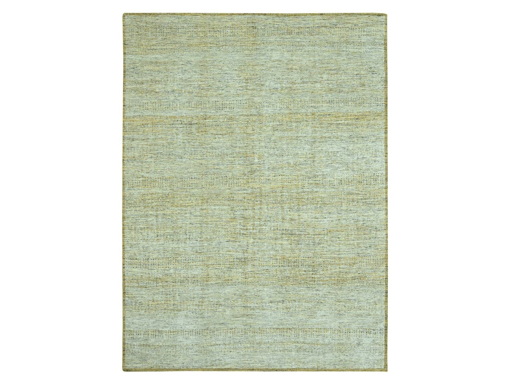 Modern / Contemporary hand-knotted wool rug in Yellow, 10' x 13'11" — SKU O076934