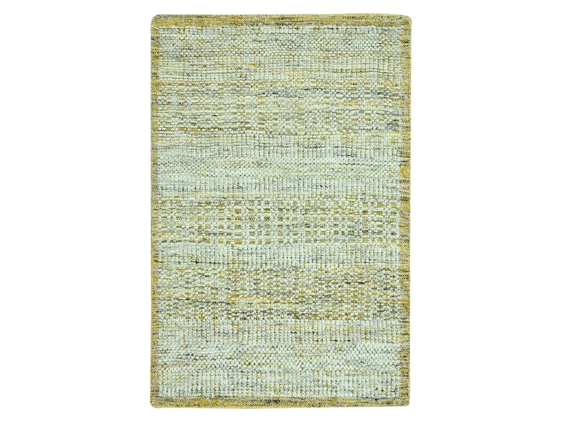 Modern / Contemporary hand-knotted wool rug in Yellow, 2' x 3' — SKU O076936