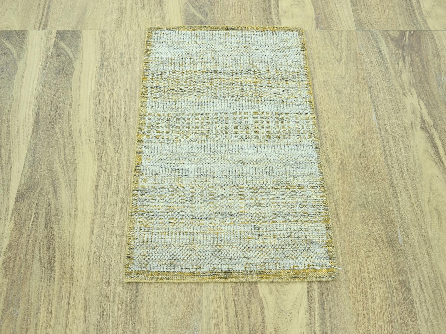 Modern / Contemporary hand-knotted wool rug in Yellow, 2' x 3' — SKU O076936 (view 2)