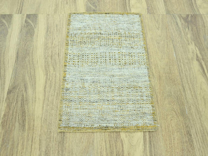 Modern / Contemporary hand-knotted wool rug in Yellow, 2' x 3' — SKU O076936 (view 2)
