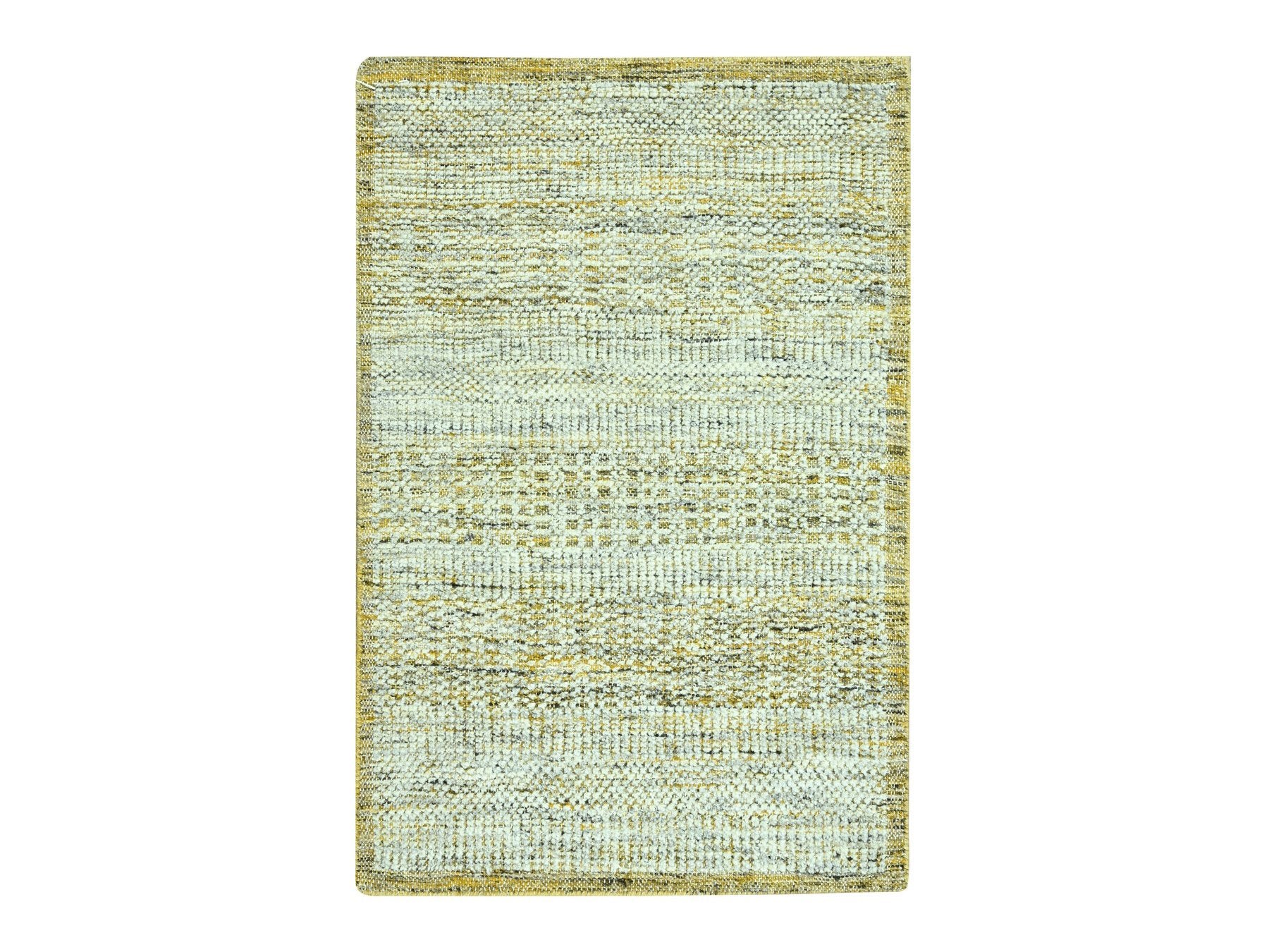 Modern / Contemporary hand-knotted wool rug in Yellow, 2' x 3' — SKU O076938
