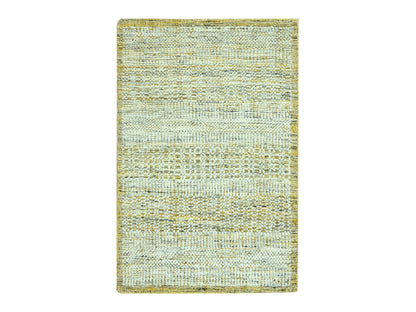 Modern / Contemporary hand-knotted wool rug in Yellow, 2' x 3' — SKU O076938