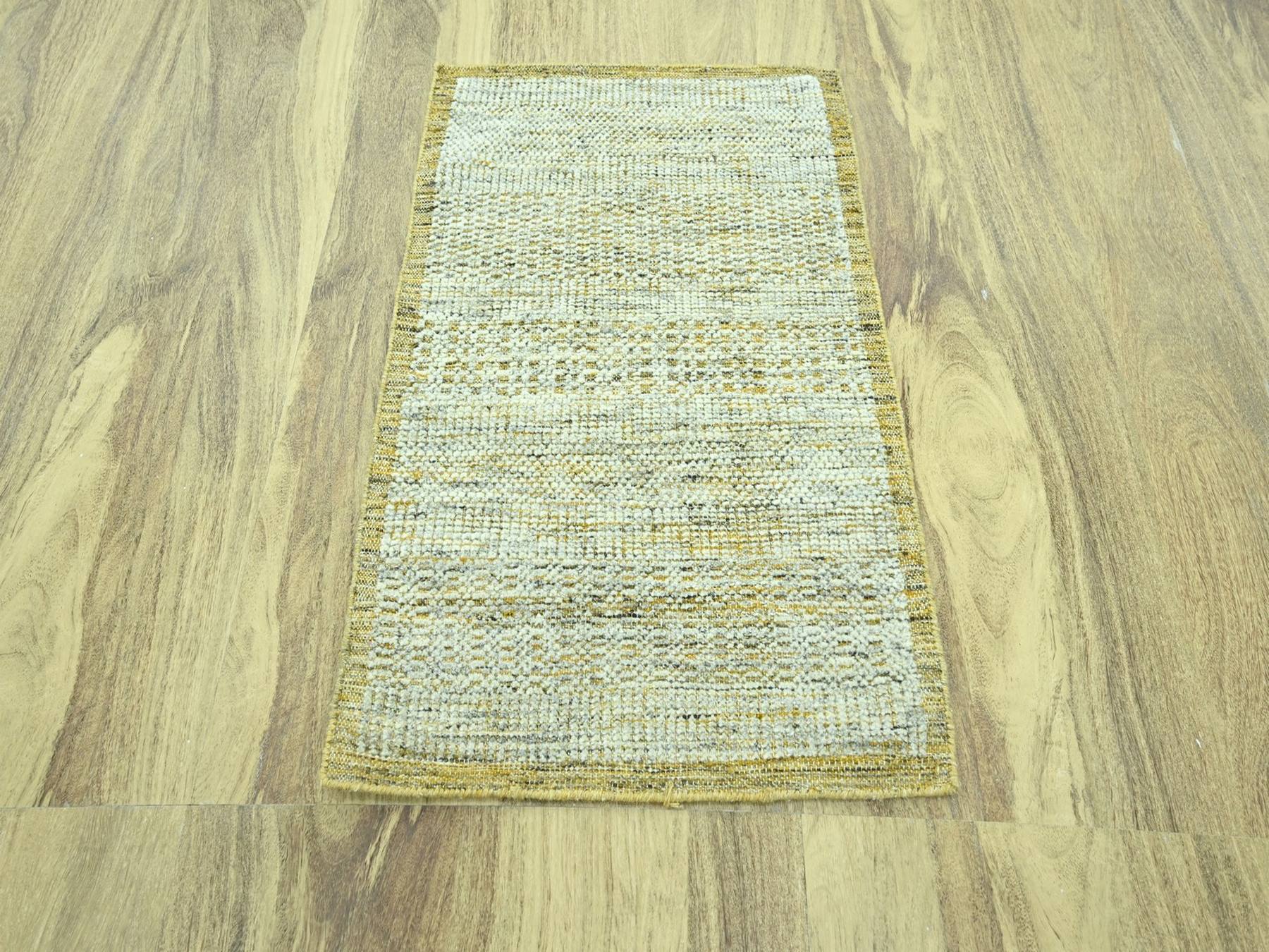 Modern / Contemporary hand-knotted wool rug in Yellow, 2' x 3' — SKU O076938 (view 2)