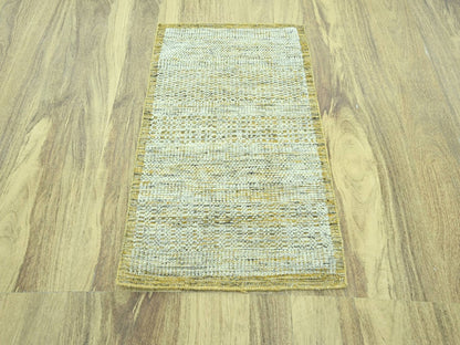 Modern / Contemporary hand-knotted wool rug in Yellow, 2' x 3' — SKU O076938 (view 2)