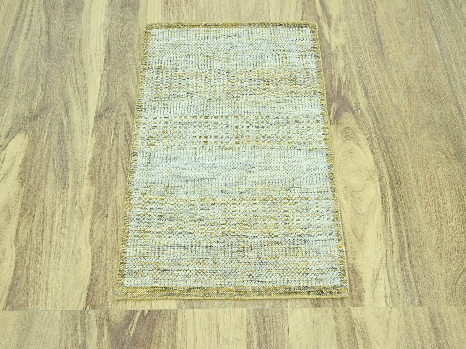 Modern / Contemporary hand-knotted wool rug in Yellow, 2' x 3' — SKU O076939 (view 2)