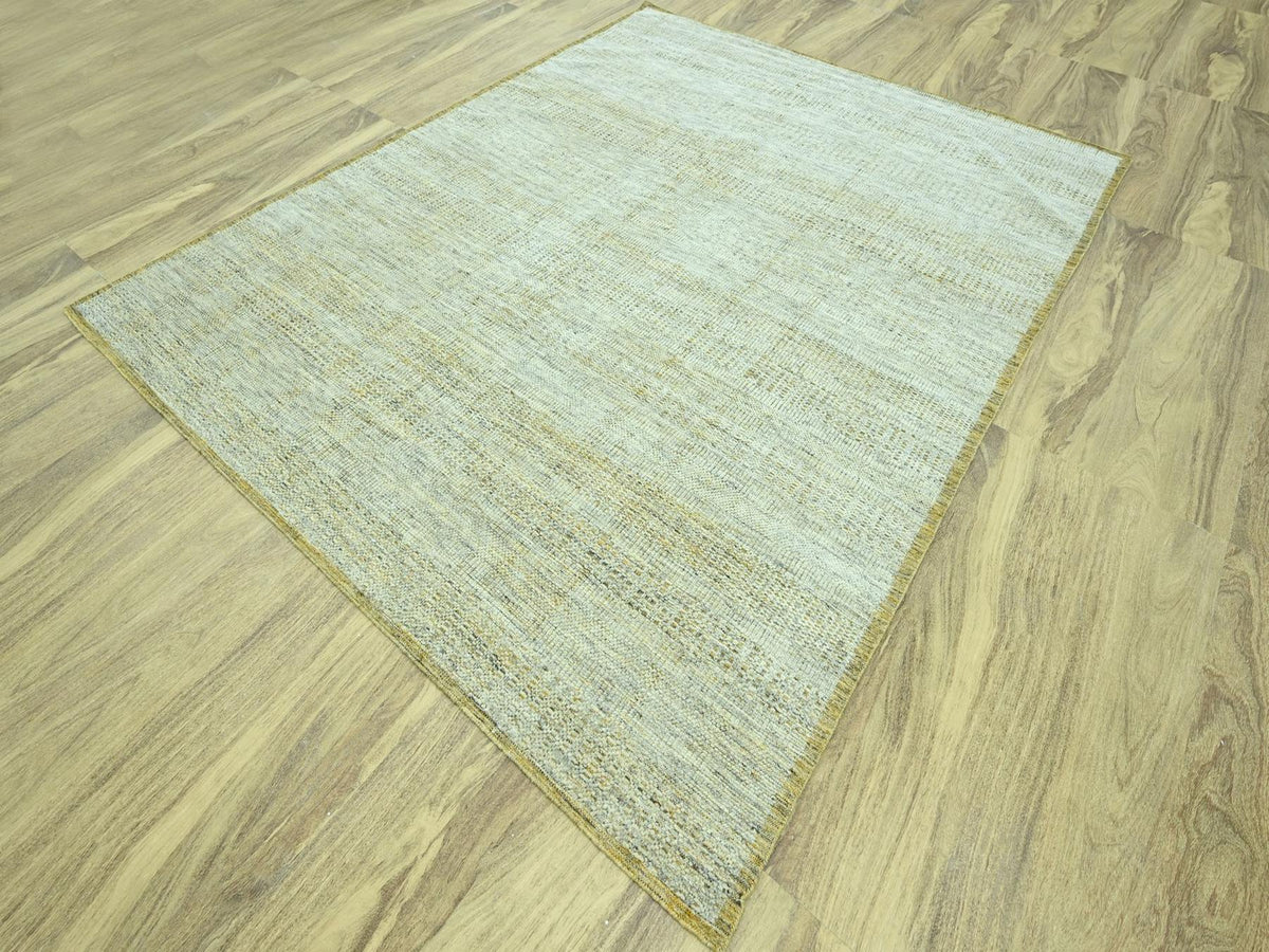 Modern / Contemporary hand-knotted wool rug in Yellow, 7'11" x 9'10" — SKU O076940 (view 3)