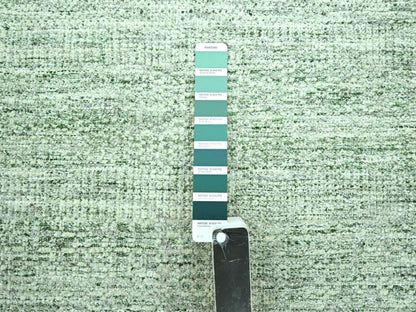 Green 9'10" x 14'0" Modern and Contemporary Hand knotted Wool Rug - Sku: O076945