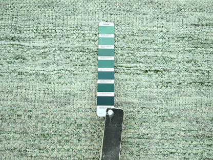Green 8'10" x 11'10" Modern and Contemporary Hand knotted Wool Rug - Sku: O076946