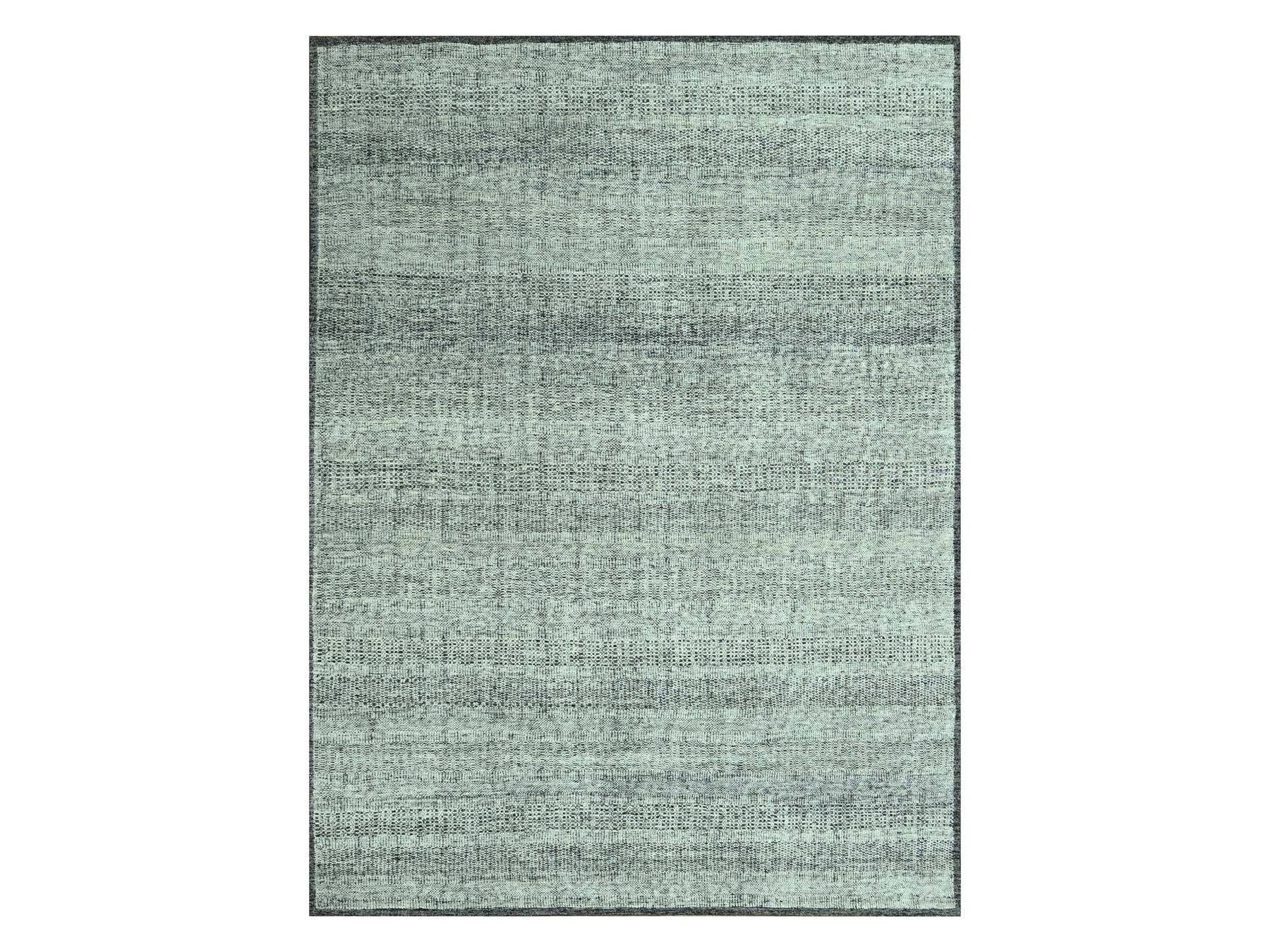 Black 9'0" x 12'1" Modern and Contemporary Hand knotted Wool Rug - Sku: O076951