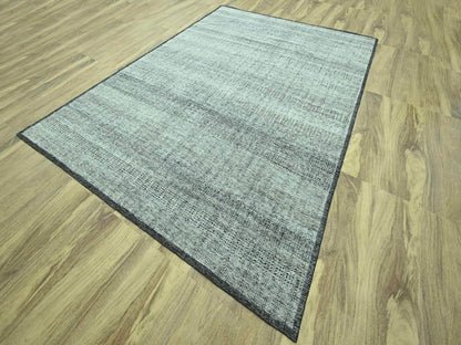 Black 9'0" x 12'1" Modern and Contemporary Hand knotted Wool Rug - Sku: O076951