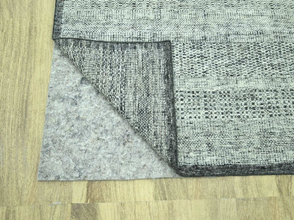 Black 9'0" x 12'1" Modern and Contemporary Hand knotted Wool Rug - Sku: O076951