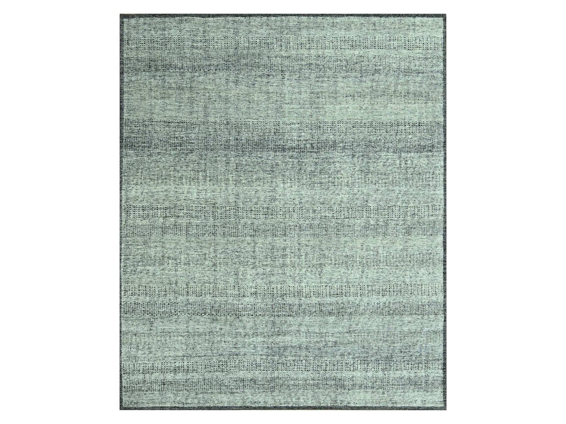 Black 8'2" x 10'0" Modern and Contemporary Hand knotted Wool Rug - Sku: O076952