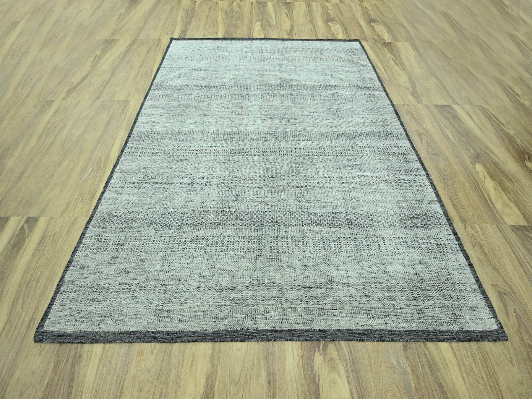 Black 8'2" x 10'0" Modern and Contemporary Hand knotted Wool Rug - Sku: O076952