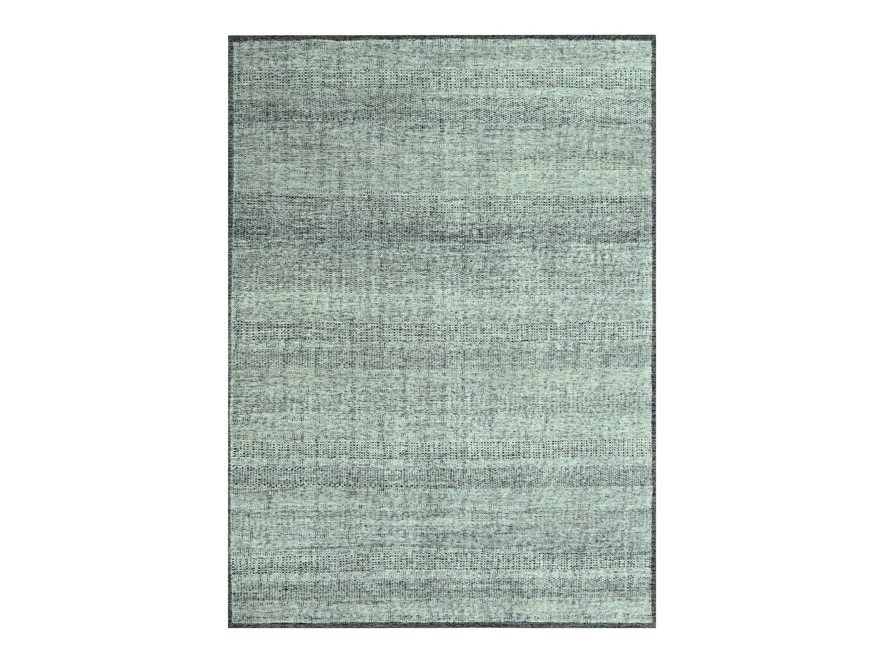 Black 6'2" x 9'0" Modern and Contemporary Hand knotted Wool Rug - Sku: O076954