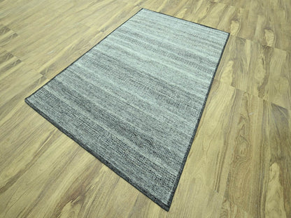 Black 6'2" x 9'0" Modern and Contemporary Hand knotted Wool Rug - Sku: O076954